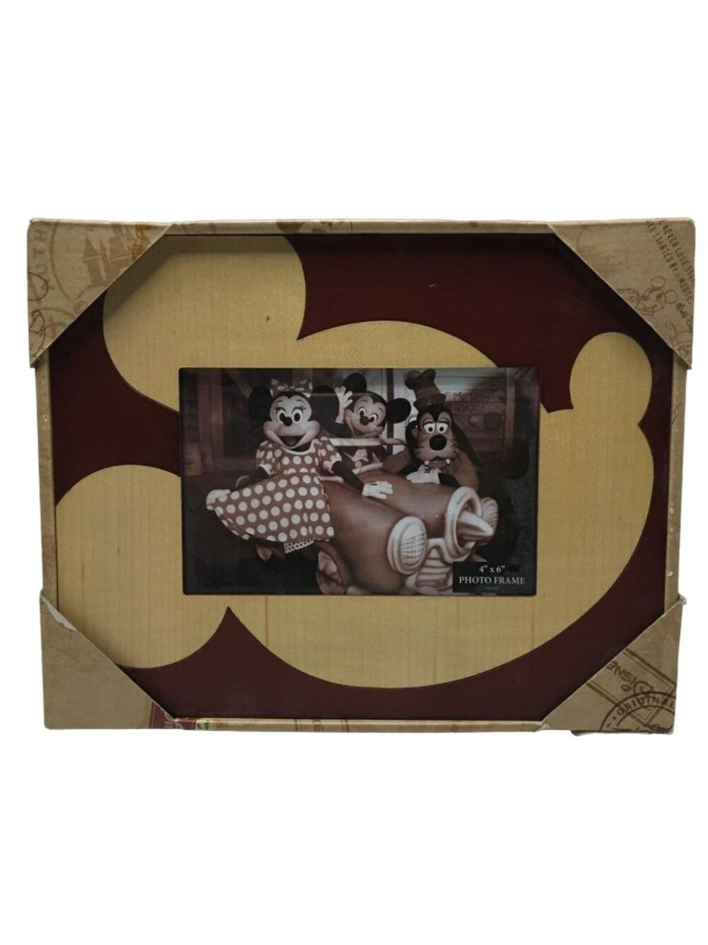 Disney Parks Mickey Mouse Side Silhouette 4x6 Vertical Wood Picture Frame NEW